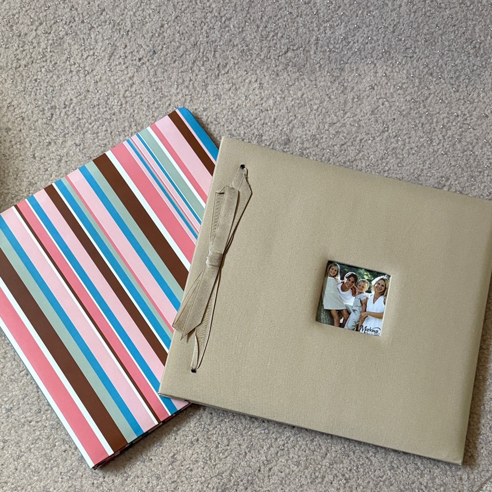 2 Striped and Beige Scrapbook Albums